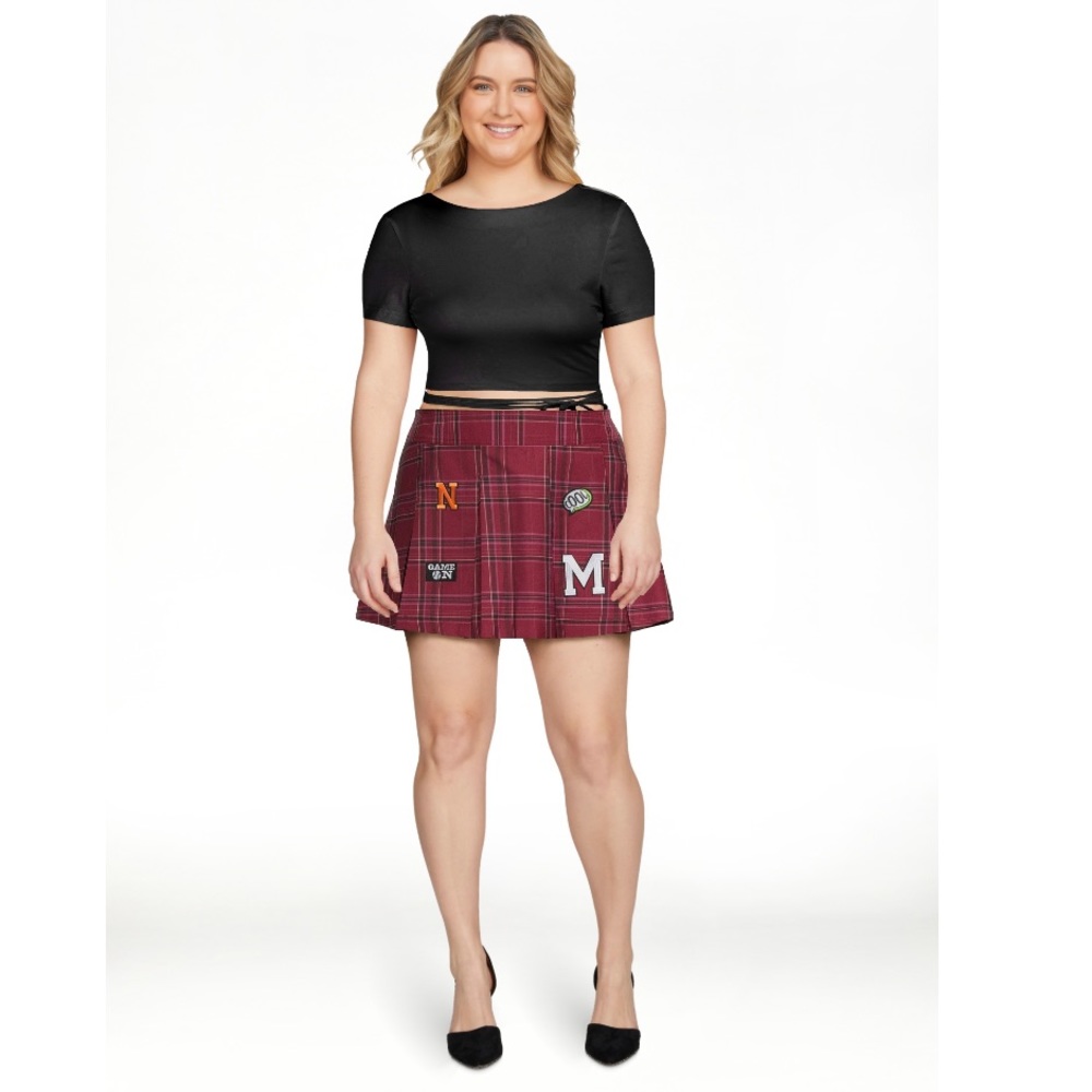 NWT Nobo pleated skirt women’s s Tennis mini burgundy patches skater juniors
